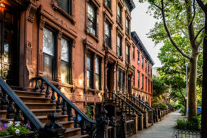 New York's typical historic homes - Brownstone architecture.